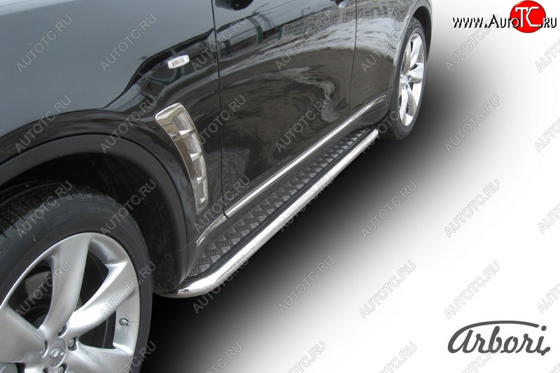 20 519 р. Защита штатных порогов с листом Arbori (нержавейка, алюминий, d57) INFINITI FX50 S51 рестайлинг (2012-2014)  с доставкой в г. Пермь