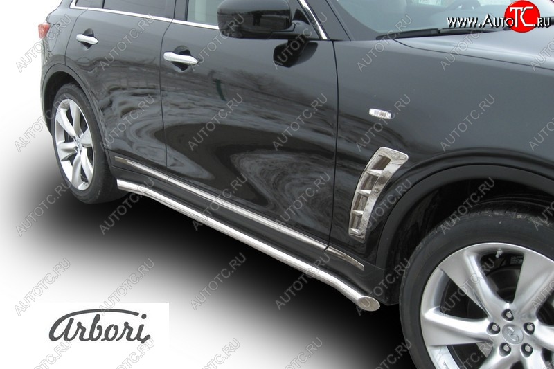 6 549 р. Защита штатных порогов Arbori (нержавейка, d57 mm). INFINITI FX35 S51 дорестайлинг (2008-2011)  с доставкой в г. Пермь