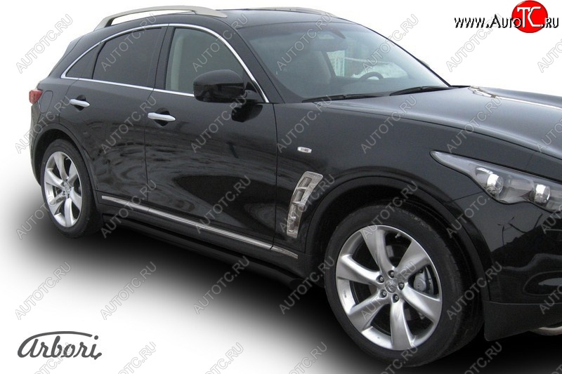 10 259 р. Защита штатных порогов Arbori (черная, d76 mm). INFINITI FX35 S51 дорестайлинг (2008-2011)  с доставкой в г. Пермь
