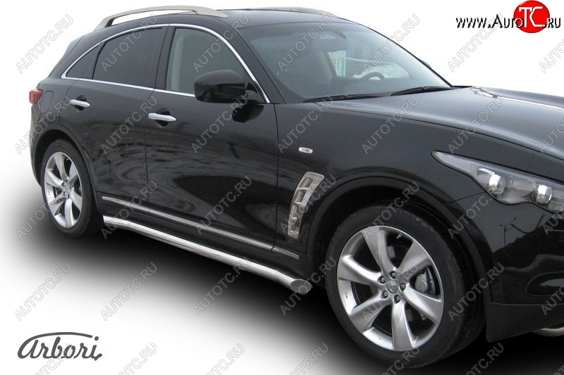 41 299 р. Защита штатных порогов Arbori (нержавейка, d76 mm). INFINITI FX35 S51 дорестайлинг (2008-2011)  с доставкой в г. Пермь