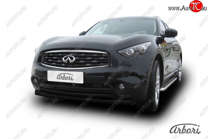 13 859 р. Защита переднего бампера Arbori (черная, 2 трубы d76 и 57 mm) INFINITI FX35 S51 дорестайлинг (2008-2011)  с доставкой в г. Пермь