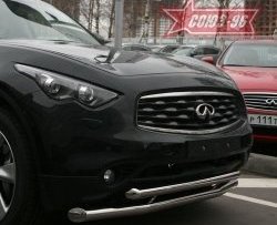 27 134 р. Защита переднего бампера двойная Souz-96 (d76/60) INFINITI FX35 S51 дорестайлинг (2008-2011)  с доставкой в г. Пермь. Увеличить фотографию 2