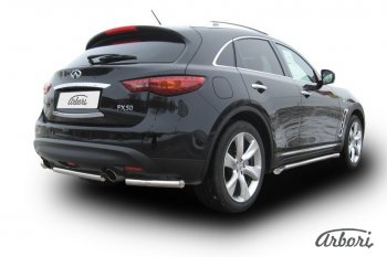 11 699 р. Защита заднего бампера Arbori (уголки, нержавейка, 1 труба d76 mm). INFINITI FX35 S51 дорестайлинг (2008-2011)  с доставкой в г. Пермь. Увеличить фотографию 2