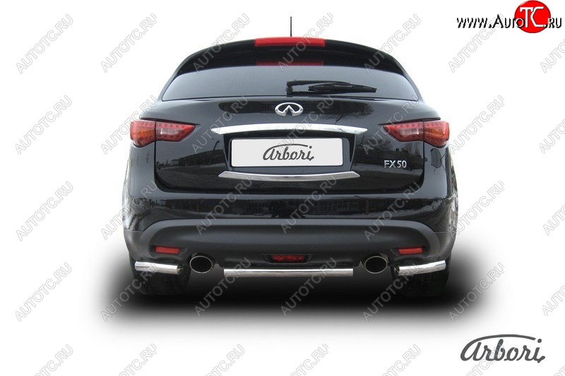 11 699 р. Защита заднего бампера Arbori (уголки, нержавейка, 1 труба d76 mm). INFINITI FX35 S51 дорестайлинг (2008-2011)  с доставкой в г. Пермь