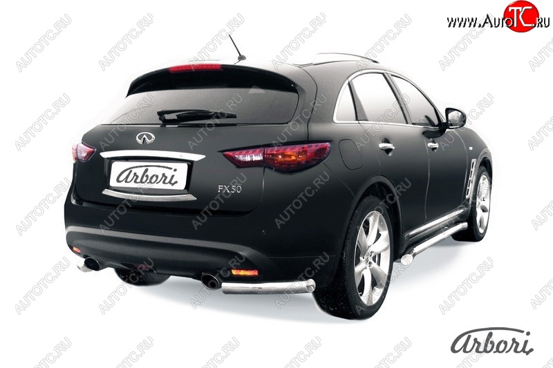 13 949 р. Защита заднего бампера Arbori (уголки, нержавейка, 1 труба d57 mm). INFINITI FX35 S51 дорестайлинг (2008-2011)  с доставкой в г. Пермь