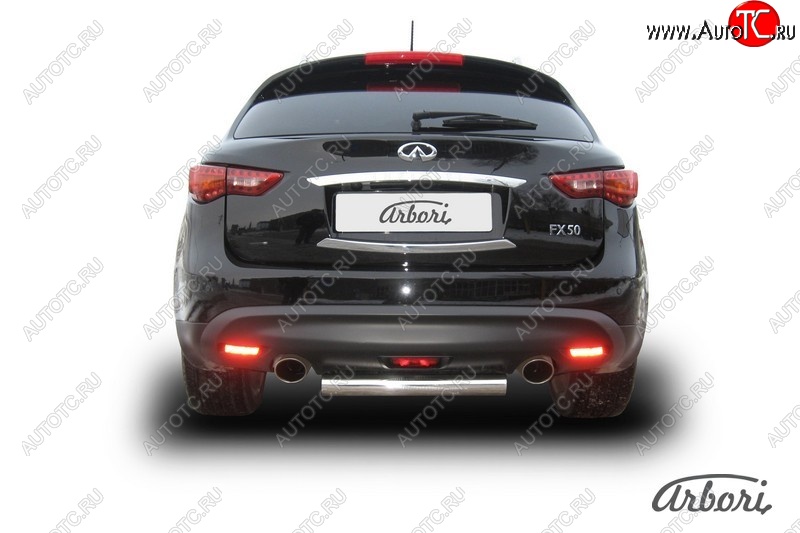 13 949 р. Защита заднего бампера Arbori (короткая, нержавейка, 1 труба d76 mm). INFINITI FX35 S51 дорестайлинг (2008-2011)  с доставкой в г. Пермь