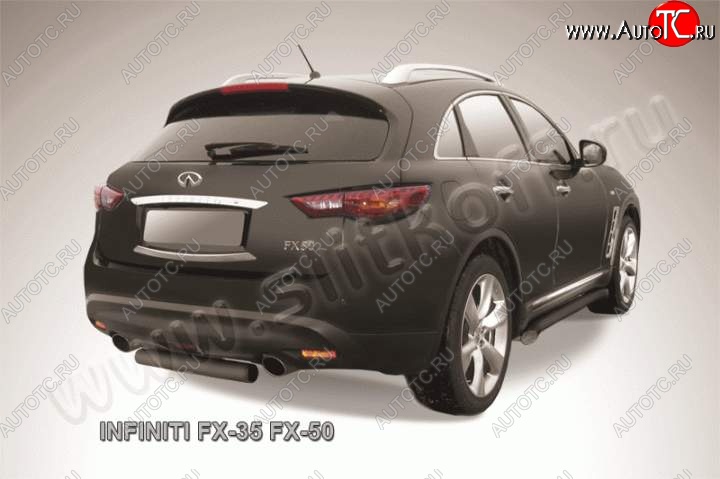 7 599 р. Защита заднего бампера из трубы d76 Slitkoff (короткая) INFINITI FX35 S51 дорестайлинг (2008-2011) (Цвет: серебристый)  с доставкой в г. Пермь
