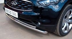 18 949 р. Защита переднего бампера (2 трубыØ63 и 42 мм, нержавейка) SLITKOFF INFINITI QX70 S51 (2013-2020)  с доставкой в г. Пермь. Увеличить фотографию 3