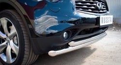20 999 р. Защита переднего бампера (2 трубыØ63 мм, нержавейка) SLITKOFF INFINITI QX70 S51 (2013-2020)  с доставкой в г. Пермь. Увеличить фотографию 3