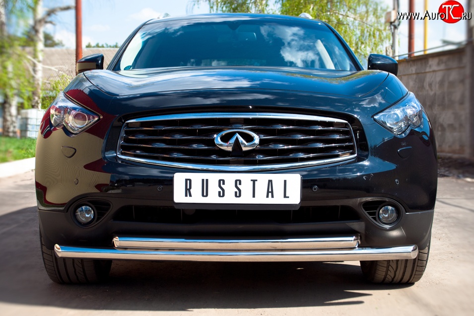 20 999 р. Защита переднего бампера (2 трубыØ63 мм, нержавейка) SLITKOFF INFINITI QX70 S51 (2013-2020)  с доставкой в г. Пермь