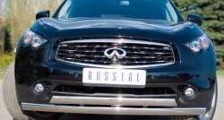 18 549 р. Защита переднего бампера (2 трубыØ75х42 мм, нержавейка) Russtal INFINITI QX70 S51 (2013-2020)  с доставкой в г. Пермь. Увеличить фотографию 2