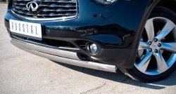 18 549 р. Защита переднего бампера (2 трубыØ75х42 мм, нержавейка) Russtal INFINITI QX70 S51 (2013-2020)  с доставкой в г. Пермь. Увеличить фотографию 3