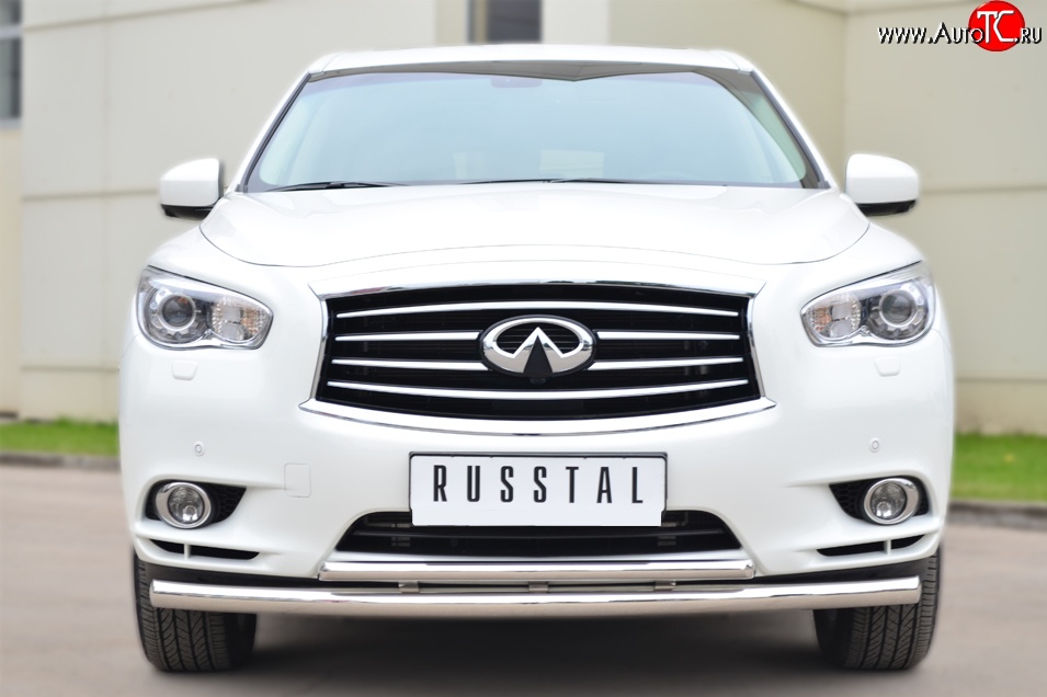 17 849 р. Защита переднего бампера (2 трубыØ63 и 42 мм, нержавейка) SLITKOFF INFINITI JX35 (2012-2014)  с доставкой в г. Пермь