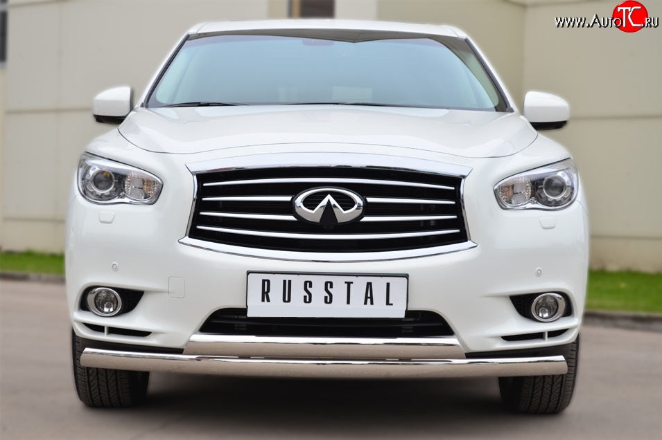 16 849 р. Защита переднего бампера (2 трубыØ75х42 мм, нержавейка) Russtal INFINITI JX35 (2012-2014)  с доставкой в г. Пермь