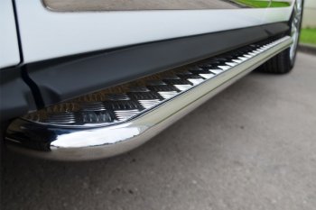 Порожки для ног (Ø42) SLITKOFF INFINITI JX35 - QX60  L50 (лист - алюминий, профиль - сталь)