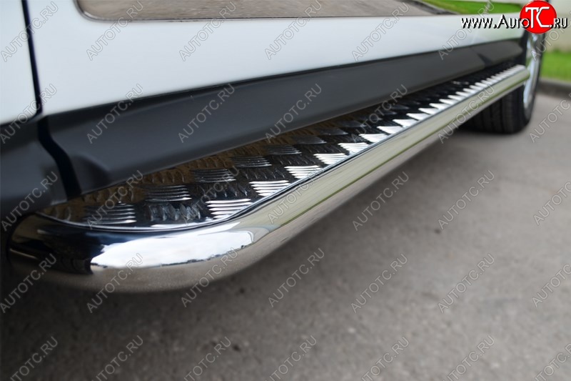 22 999 р. Порожки для ног (Ø42) SLITKOFF  INFINITI JX35 - QX60  L50 (лист - алюминий, профиль - сталь)  с доставкой в г. Пермь