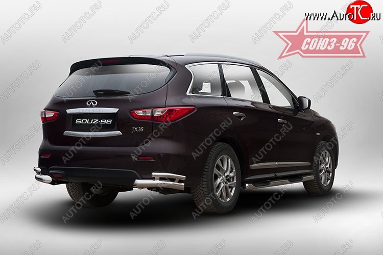 20 924 р. Защита заднего бампера из боковых двойных уголков Souz-96 (d 76-42) INFINITI QX60 L50 дорестайлинг (2013-2016)  с доставкой в г. Пермь