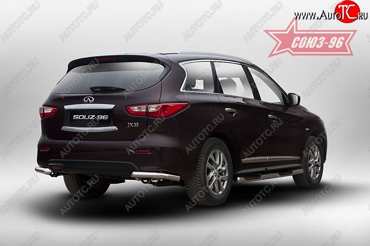 14 264 р. Защита заднего бампера из двух боковых уголков Souz-96 (d 60) INFINITI QX60 L50 дорестайлинг (2013-2016)  с доставкой в г. Пермь