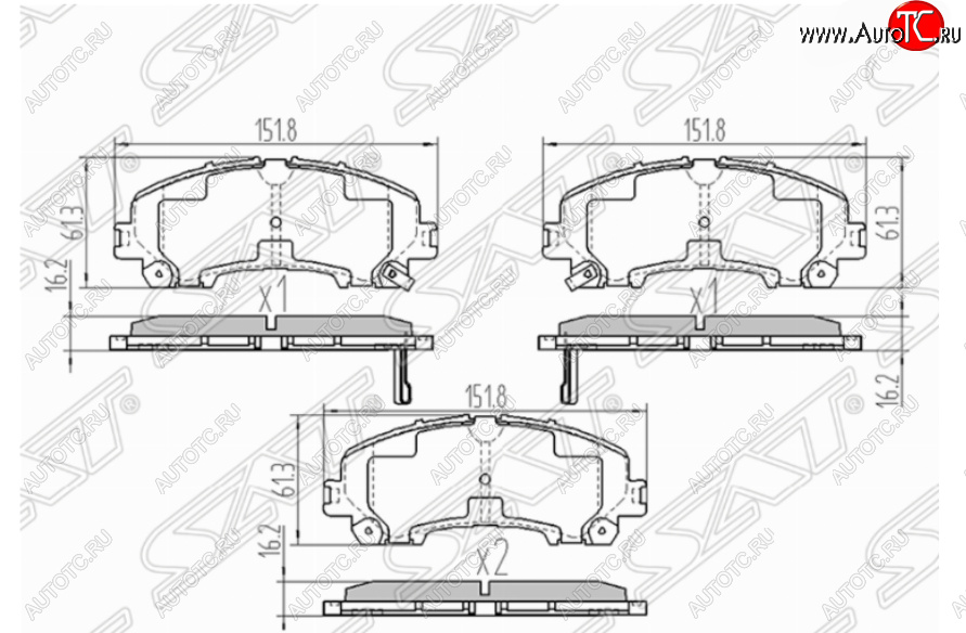 1 099 р. Комплект передних тормозных колодок SAT INFINITI Q50 V37 рестайлинг (2016-2021)  с доставкой в г. Пермь