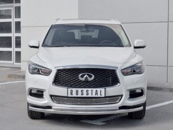 20 649 р. Защита переднего бампера (2 трубыØ63 и 42 мм, нержавейка) SLITKOFF INFINITI QX60 L50 рестайлинг (2016-2021)  с доставкой в г. Пермь. Увеличить фотографию 2