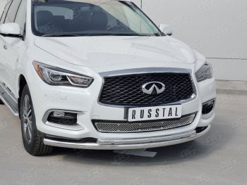 Защита переднего бампера (2 трубыØ63 и 42 мм, нержавейка) SLITKOFF INFINITI QX60  L50 (2016-2021) рестайлинг