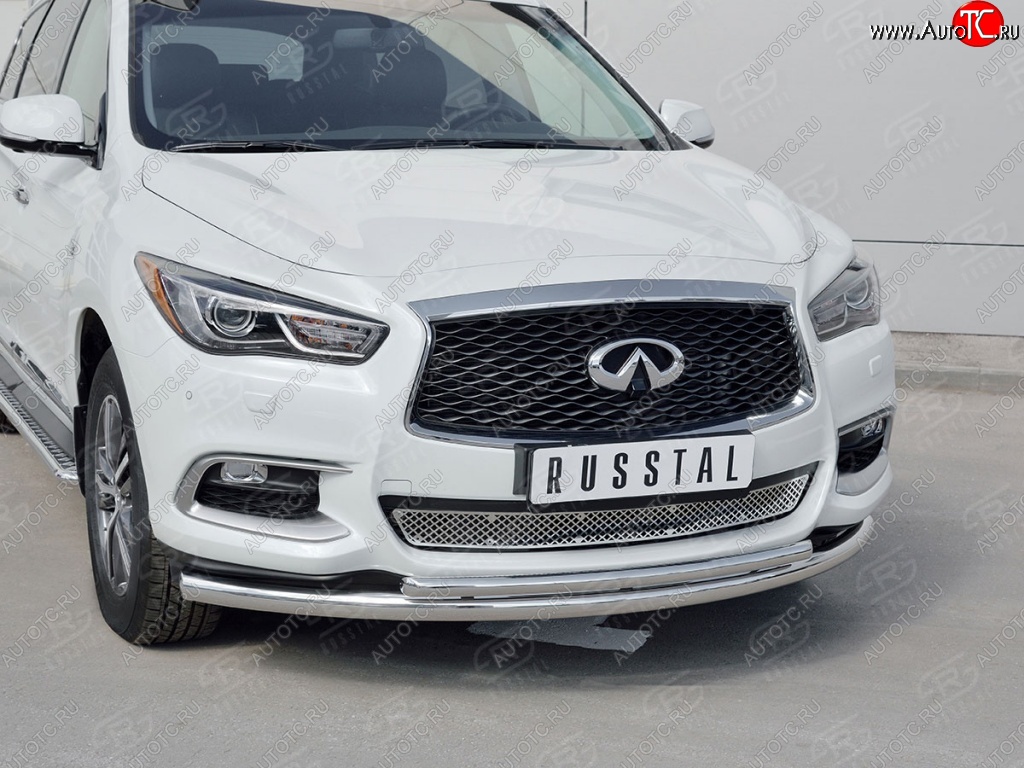 20 649 р. Защита переднего бампера (2 трубыØ63 и 42 мм, нержавейка) SLITKOFF INFINITI QX60 L50 рестайлинг (2016-2021)  с доставкой в г. Пермь