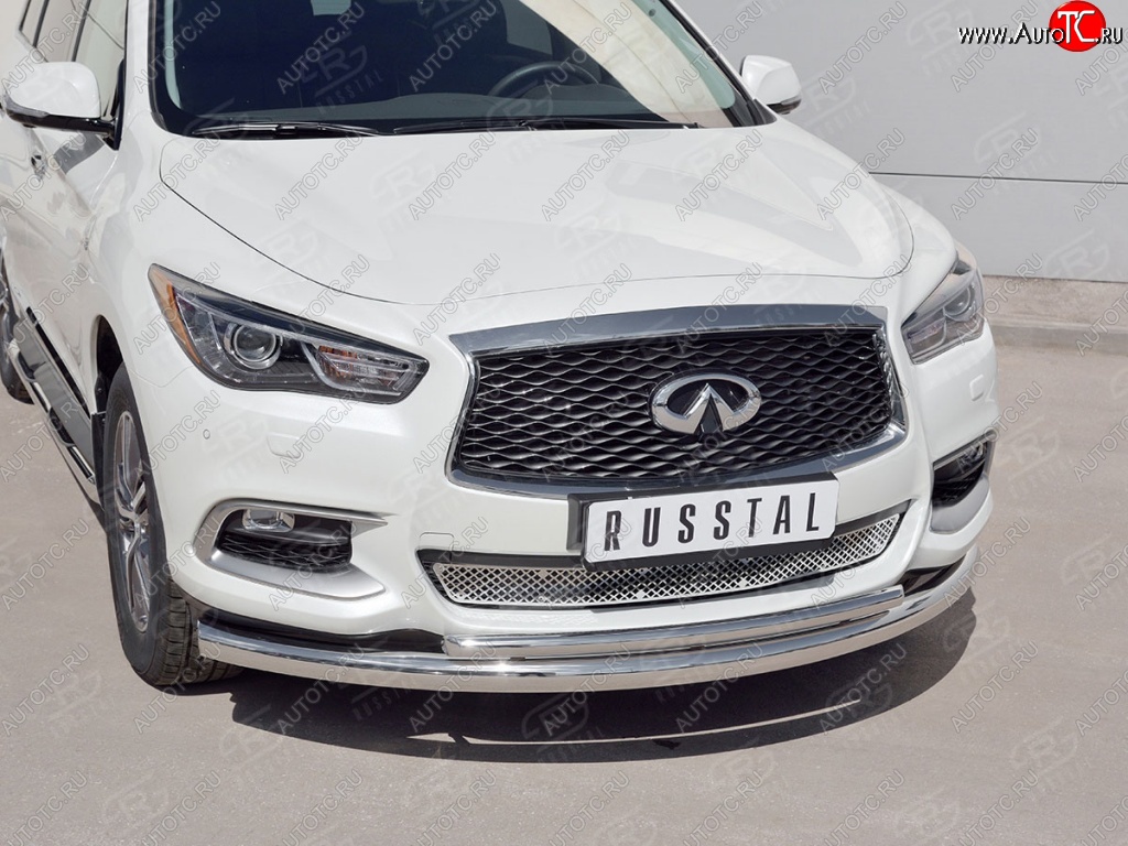 20 999 р. Защита заднего бампера (Ø76 и 42 мм, нержавейка) SLITKOFF INFINITI QX60 L50 рестайлинг (2016-2021)  с доставкой в г. Пермь