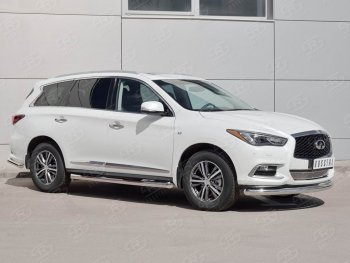 Защита переднего бампера (Ø76 мм, нержавейка) SLITKOFF INFINITI QX60  L50 (2016-2021) рестайлинг