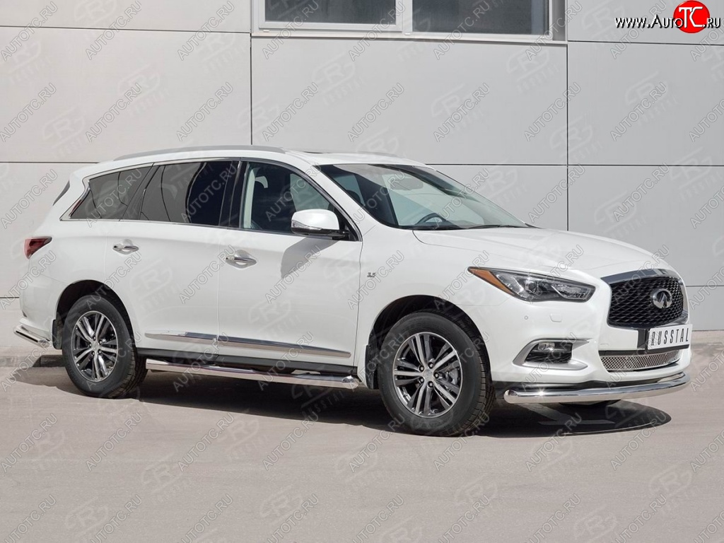 18 349 р. Защита переднего бампера (Ø76 мм, нержавейка) SLITKOFF INFINITI QX60 L50 рестайлинг (2016-2021)  с доставкой в г. Пермь
