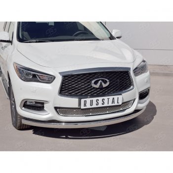 13 999 р. Защита переднего бампера (Ø75х42 мм, нержавейка) Russtal INFINITI QX60 L50 рестайлинг (2016-2021)  с доставкой в г. Пермь. Увеличить фотографию 2