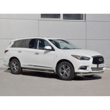 13 999 р. Защита переднего бампера (Ø75х42 мм, нержавейка) Russtal INFINITI QX60 L50 рестайлинг (2016-2021)  с доставкой в г. Пермь. Увеличить фотографию 3