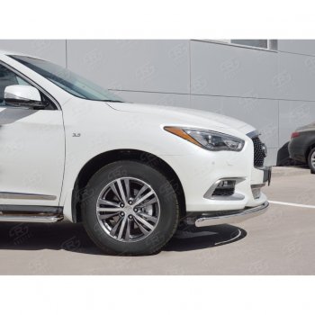 13 999 р. Защита переднего бампера (Ø75х42 мм, нержавейка) Russtal INFINITI QX60 L50 рестайлинг (2016-2021)  с доставкой в г. Пермь. Увеличить фотографию 4
