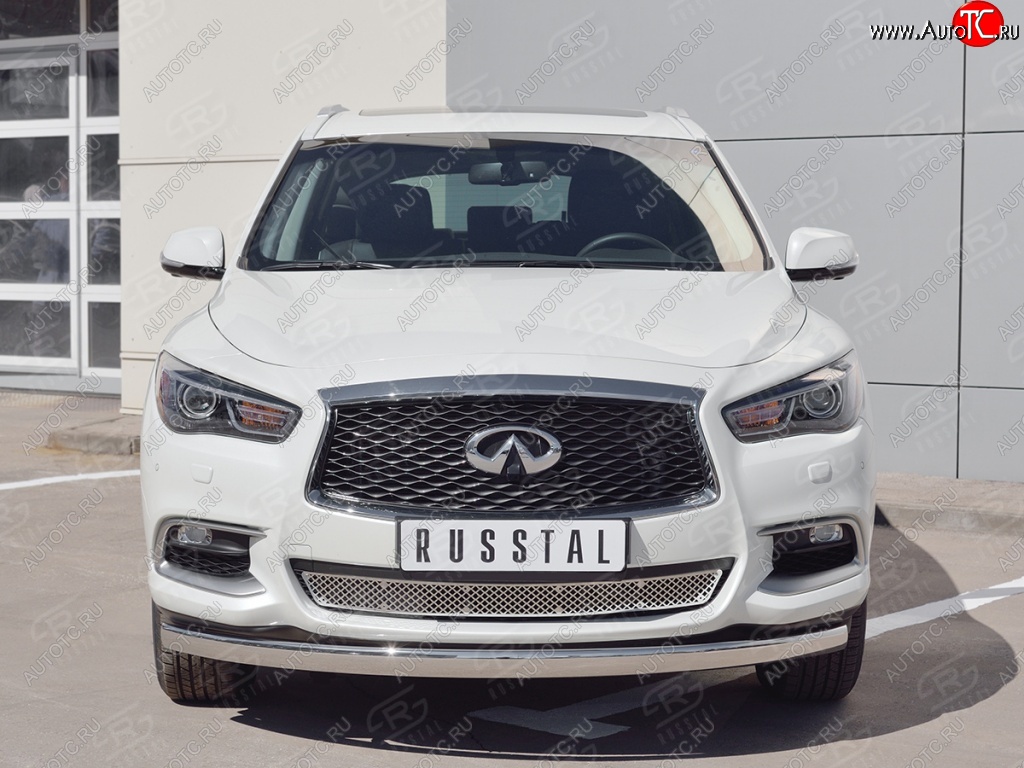 13 999 р. Защита переднего бампера (Ø75х42 мм, нержавейка) Russtal INFINITI QX60 L50 рестайлинг (2016-2021)  с доставкой в г. Пермь