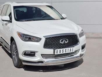 17 999 р. Защита переднего бампера (2 трубыØ63 и 75х42 мм, нержавейка) Russtal INFINITI QX60 L50 рестайлинг (2016-2021)  с доставкой в г. Пермь. Увеличить фотографию 2