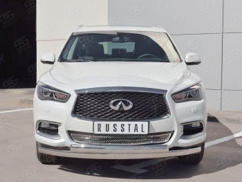17 999 р. Защита переднего бампера (2 трубыØ63 и 75х42 мм, нержавейка) Russtal INFINITI QX60 L50 рестайлинг (2016-2021)  с доставкой в г. Пермь. Увеличить фотографию 3
