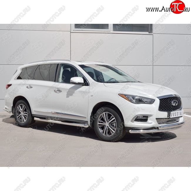 17 999 р. Защита переднего бампера (2 трубыØ63 и 75х42 мм, нержавейка) Russtal INFINITI QX60 L50 рестайлинг (2016-2021)  с доставкой в г. Пермь