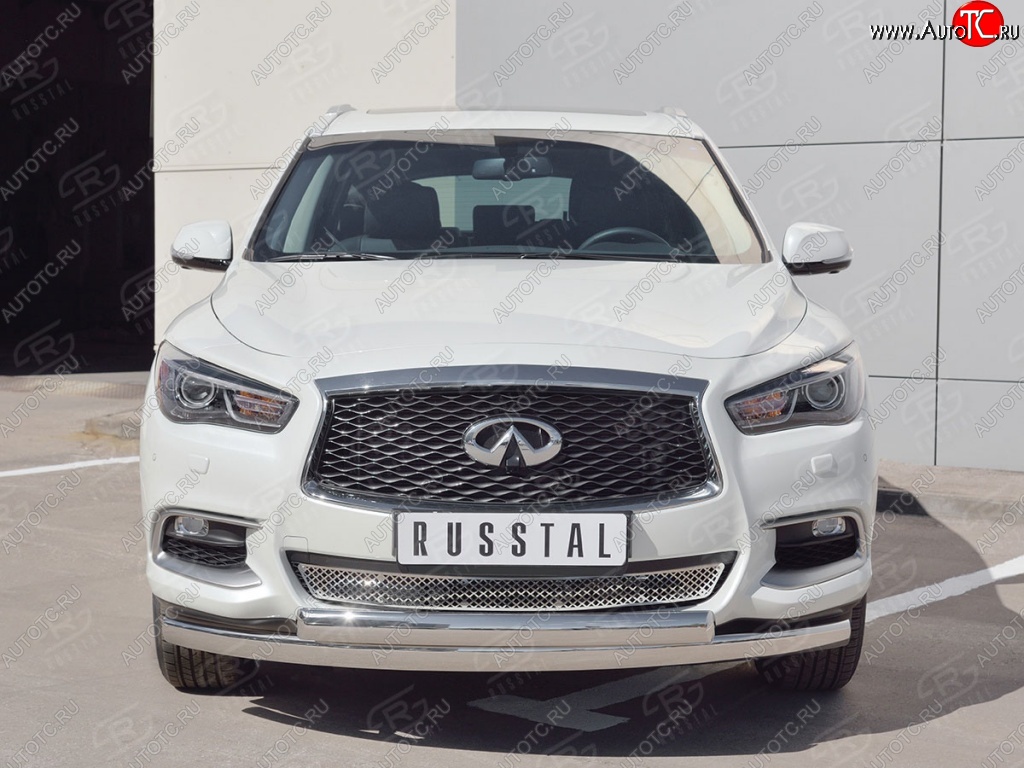 17 999 р. Защита переднего бампера (2 трубыØ75х42 мм, нержавейка) Russtal INFINITI QX60 L50 рестайлинг (2016-2021)  с доставкой в г. Пермь