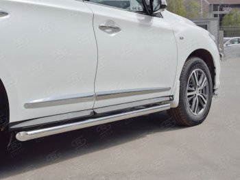 Защита порогов (Ø63 мм) SLITKOFF INFINITI QX60  L50 (2016-2021) рестайлинг (срез на торцах 45°)