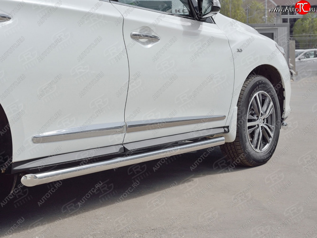 19 999 р. Защита порогов (Ø63 мм) SLITKOFF INFINITI QX60 L50 рестайлинг (2016-2021) (срез на торцах 45°)  с доставкой в г. Пермь