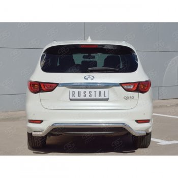 18 699 р. Защита заднего бампера (Ø63 мм волна, нержавейка) SLITKOFF  INFINITI QX60  L50 (2016-2021) рестайлинг  с доставкой в г. Пермь. Увеличить фотографию 3