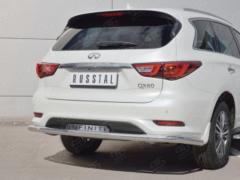 22 949 р. Защита заднего бампера (Ø63 мм с надписью, нержавейка) SLITKOFF  INFINITI QX60  L50 (2016-2021) рестайлинг  с доставкой в г. Пермь. Увеличить фотографию 3