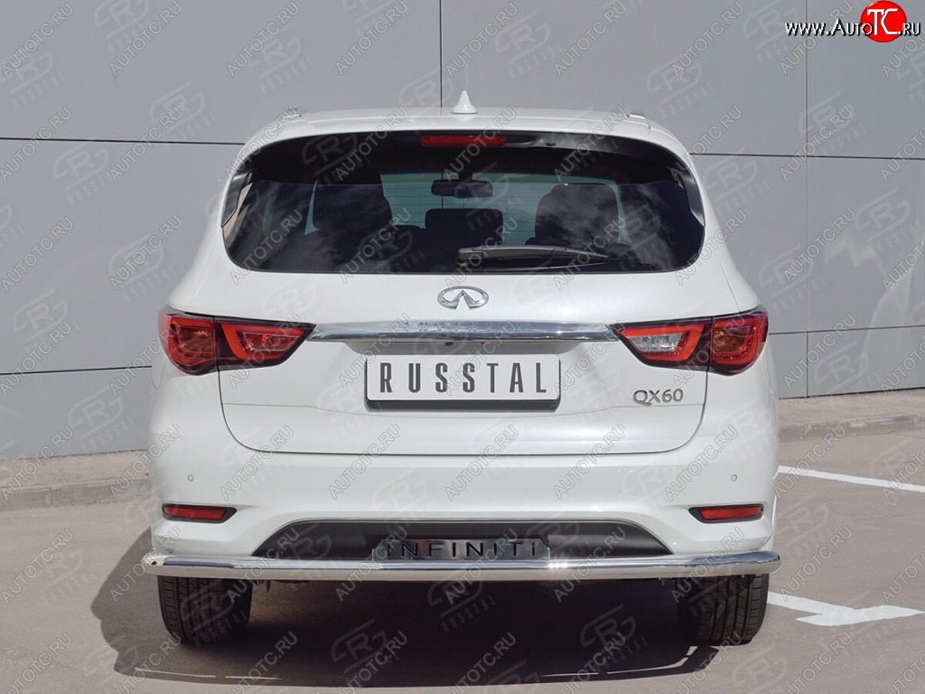 22 949 р. Защита заднего бампера (Ø63 мм с надписью, нержавейка) SLITKOFF  INFINITI QX60  L50 (2016-2021) рестайлинг  с доставкой в г. Пермь
