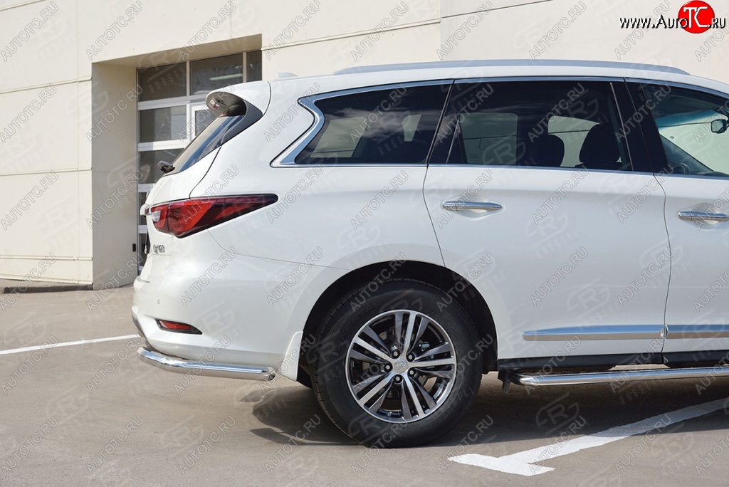 14 999 р. Защита заднего бампера (Ø63 мм уголки, нержавейка) SLITKOFF  INFINITI QX60  L50 (2016-2021) рестайлинг  с доставкой в г. Пермь