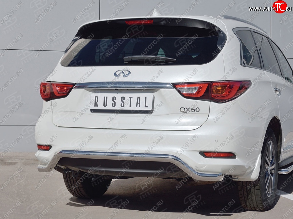 18 699 р. Защита заднего бампера (Ø63 мм волна, нержавейка) SLITKOFF  INFINITI QX60  L50 (2016-2021) рестайлинг  с доставкой в г. Пермь