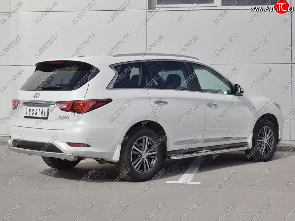 13 999 р. Защита заднего бампера (Ø75x42 мм, нержавейка) Russtal INFINITI QX60 L50 рестайлинг (2016-2021)  с доставкой в г. Пермь
