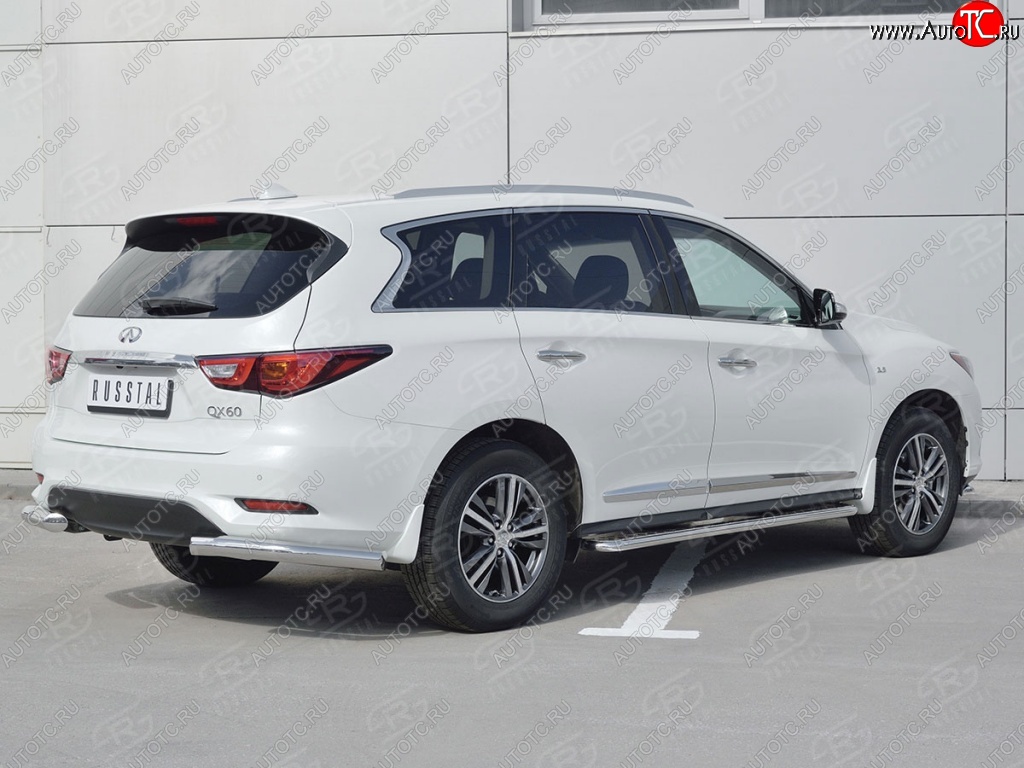 15 449 р. Защита заднего бампера (Ø76 мм уголки, нержавейка) SLITKOFF  INFINITI QX60  L50 (2016-2021) рестайлинг  с доставкой в г. Пермь