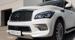 13 999 р. Защита переднего бампера (Ø75х42 мм, нержавейка) Russtal INFINITI QX80 Z62 1-ый рестайлинг (2014-2018)  с доставкой в г. Пермь. Увеличить фотографию 2