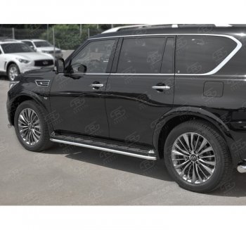 16 549 р. Защита порогов (Ø42 мм, нержавейка) SLITKOFF  INFINITI QX80  Z62 (2018-2024) 2-ой рестайлинг  с доставкой в г. Пермь. Увеличить фотографию 2
