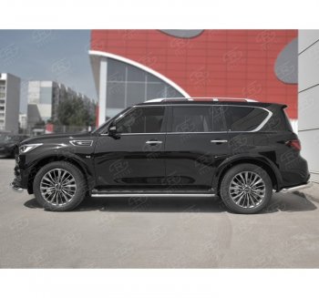 16 549 р. Защита порогов (Ø42 мм, нержавейка) SLITKOFF  INFINITI QX80  Z62 (2018-2024) 2-ой рестайлинг  с доставкой в г. Пермь. Увеличить фотографию 3