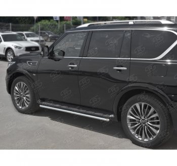14 999 р. Защита порогов (Ø42 мм, нержавейка) SLITKOFF  INFINITI QX80  Z62 (2018-2024) 2-ой рестайлинг  с доставкой в г. Пермь. Увеличить фотографию 2